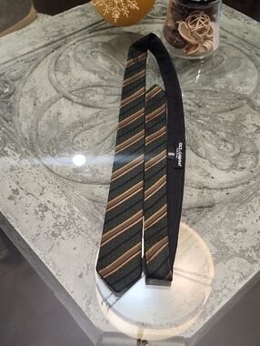 Dolce & Gabbana Green and Gold Striped Silk Tie